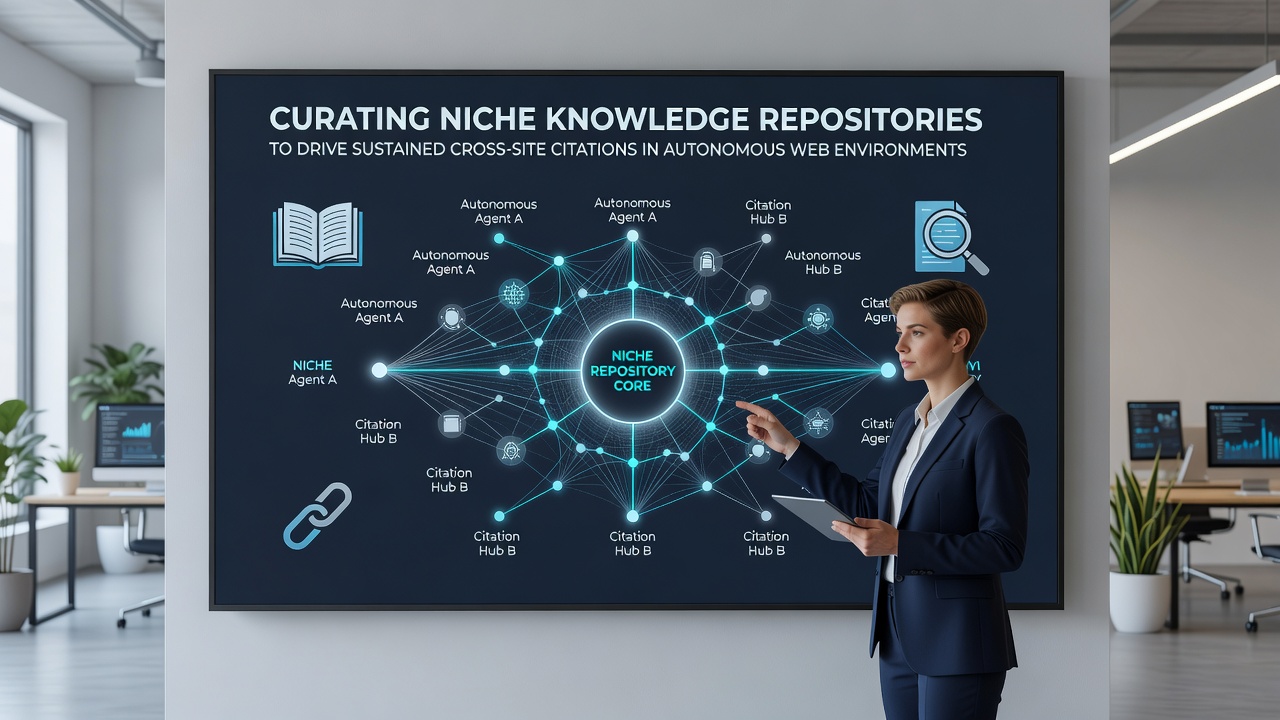 Diagram showing citation flows between independent websites referencing a central niche repository
