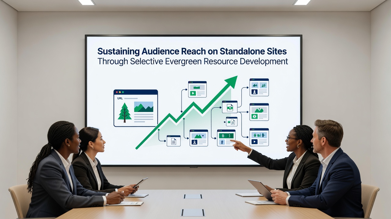 Analytics dashboard showing audience retention metrics for evergreen content on an independent website